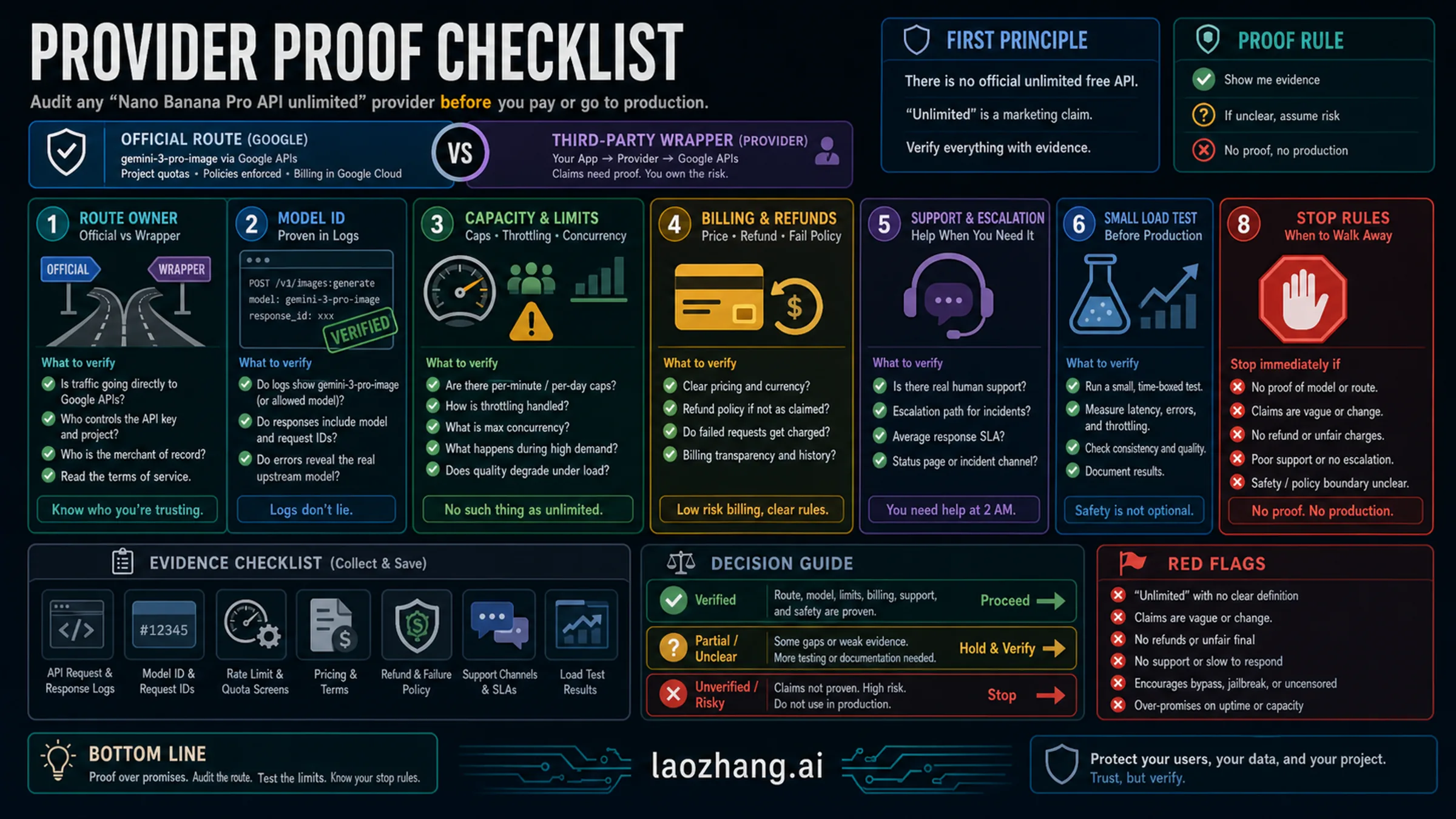 Provider proof checklist for Nano Banana Pro API unlimited claims