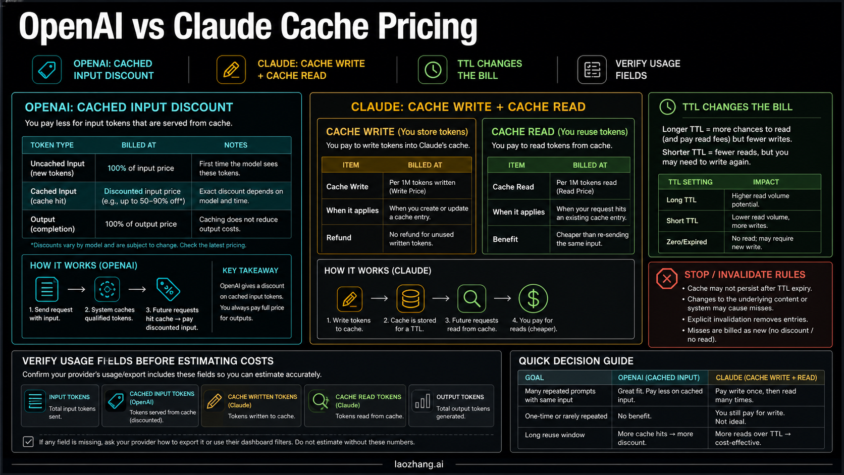 OpenAI vs Claude Cache Pricing: How Cached Tokens, Cache Writes, and Cache Reads Are Billed