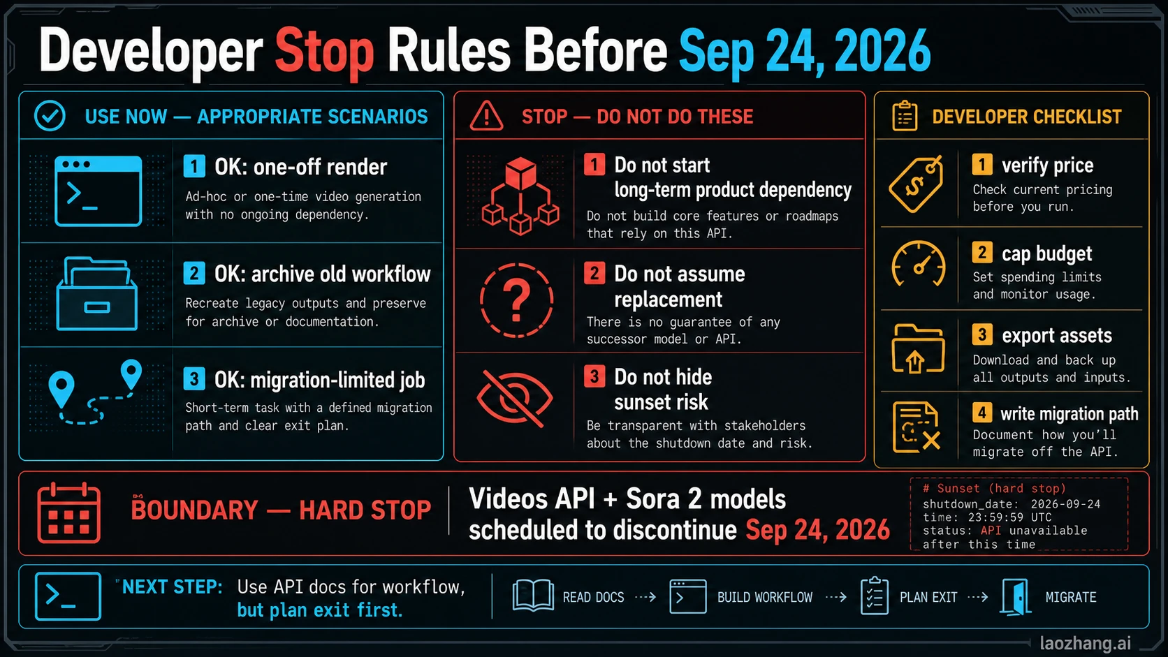 Developer stop rules for Sora 2 API before the September 24 2026 shutdown