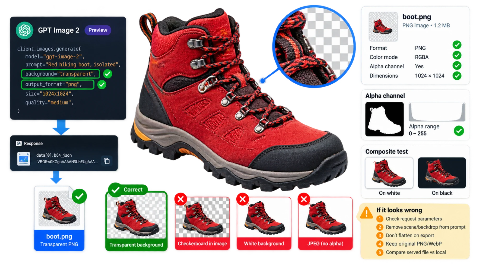 Supporting illustration for working with transparent image files