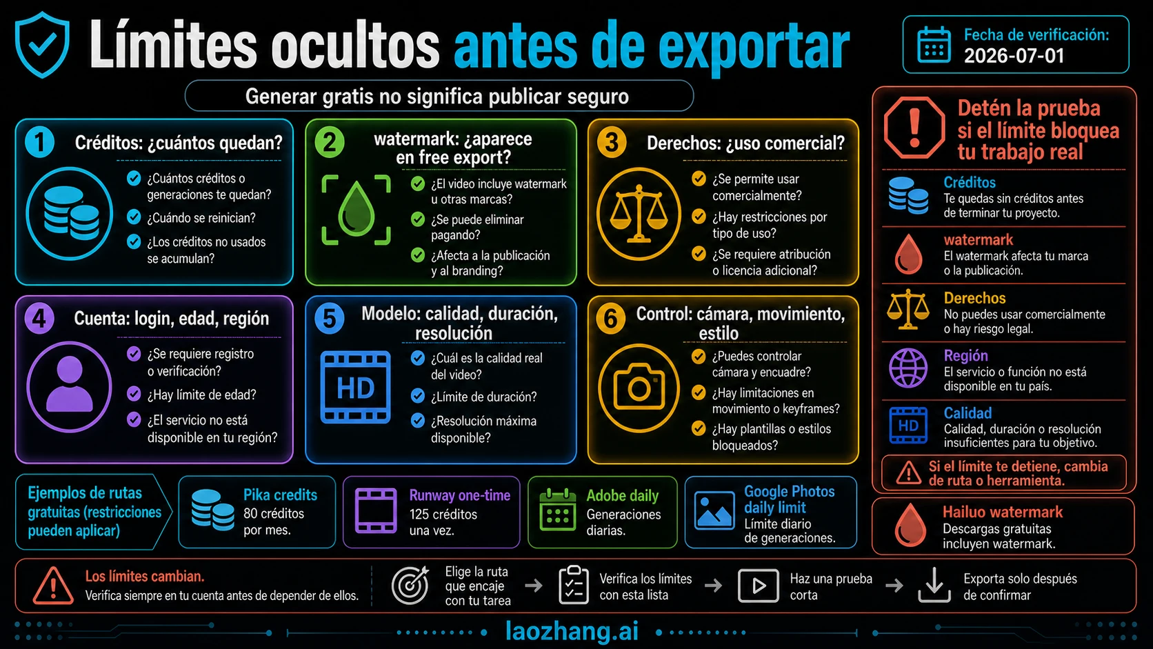 Checklist para revisar app oficial, créditos, marca de agua, datos y borrado antes de subir una foto