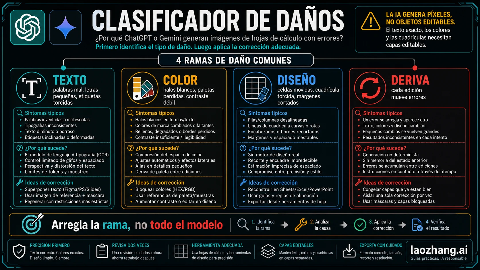 Clasificador de problemas de texto, color, layout y deriva en imágenes de hojas de trabajo generadas con IA.