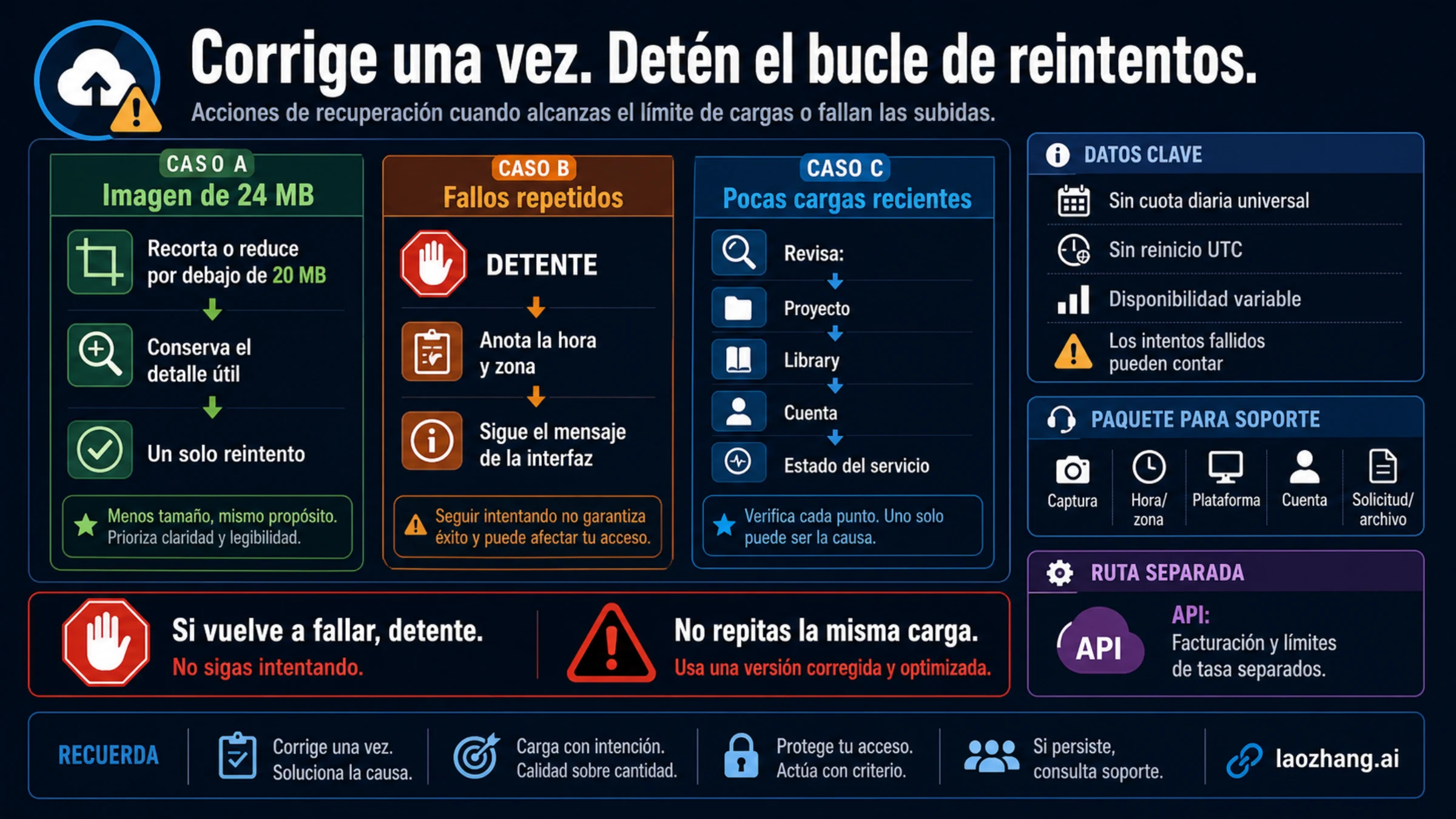 Acciones ante una imagen grande, fallos repetidos y un límite poco claro