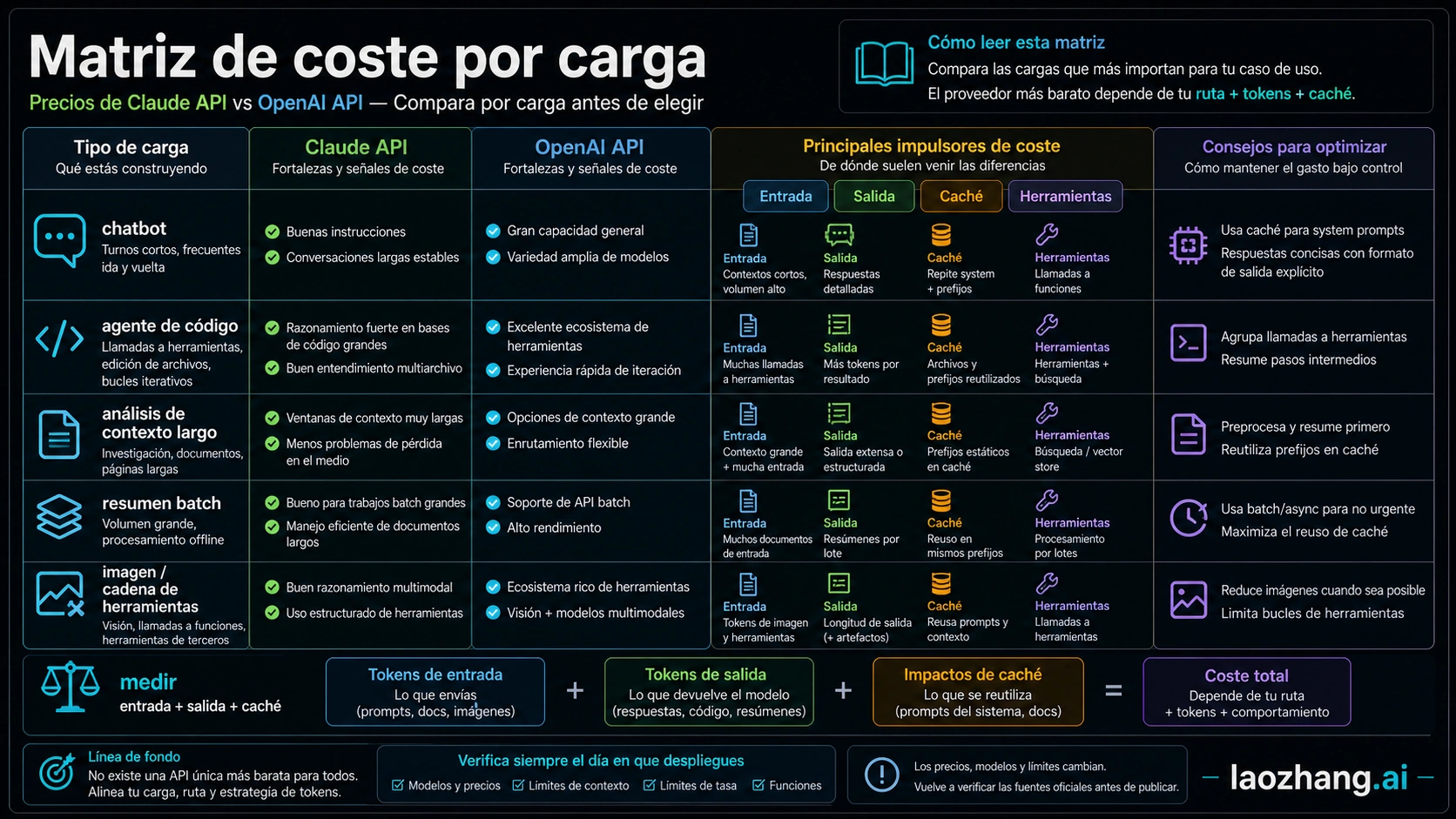 Matriz de coste por carga