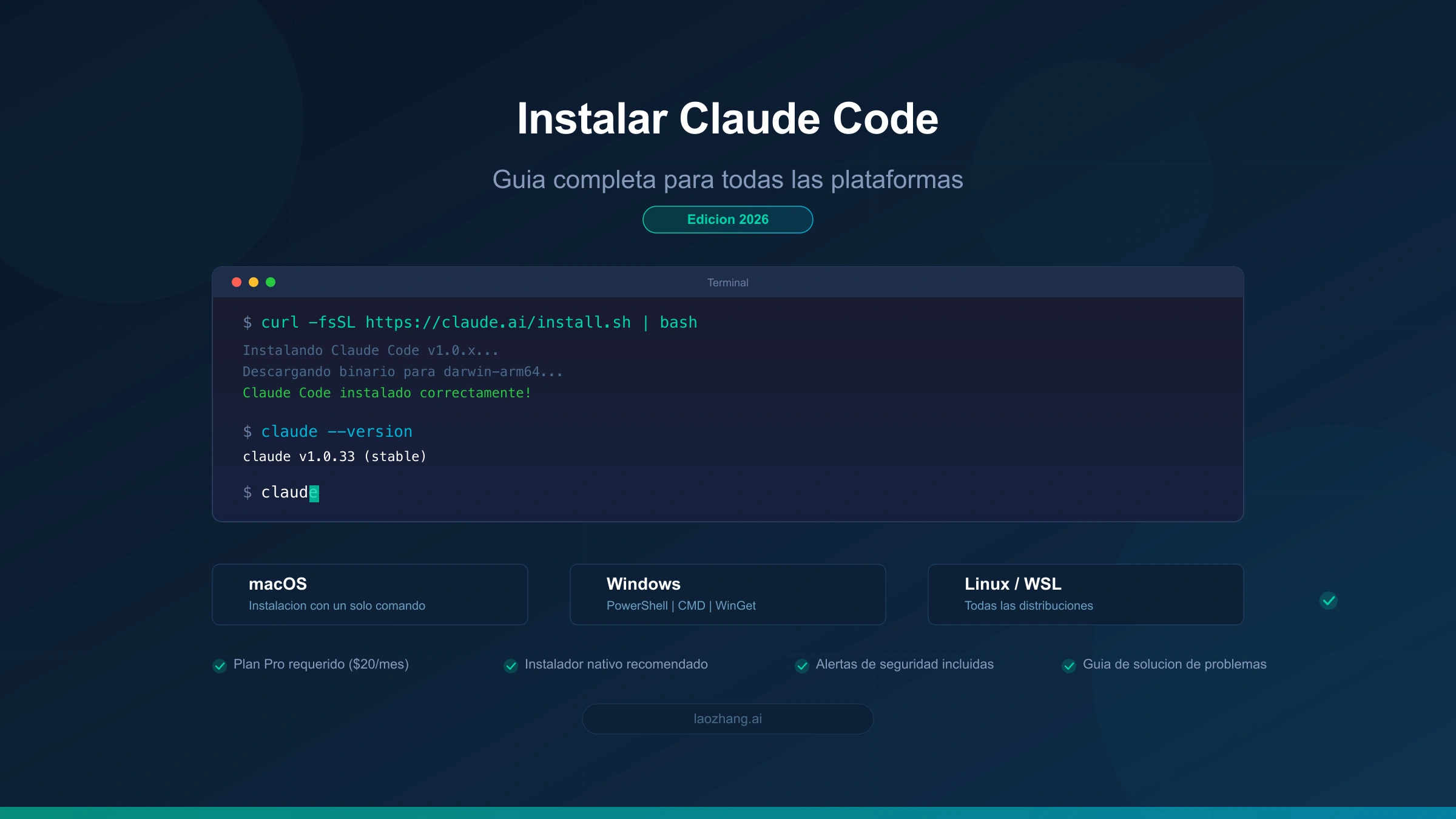 Guía para instalar Claude Code en Windows, Mac y Linux con el instalador nativo