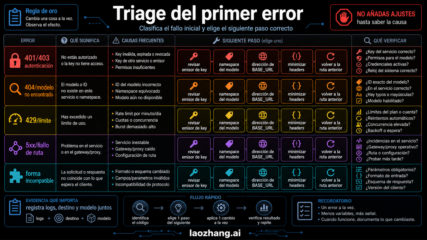 Tablero de triaje para primeros errores de Claude Code con OpenRouter y DeepSeek