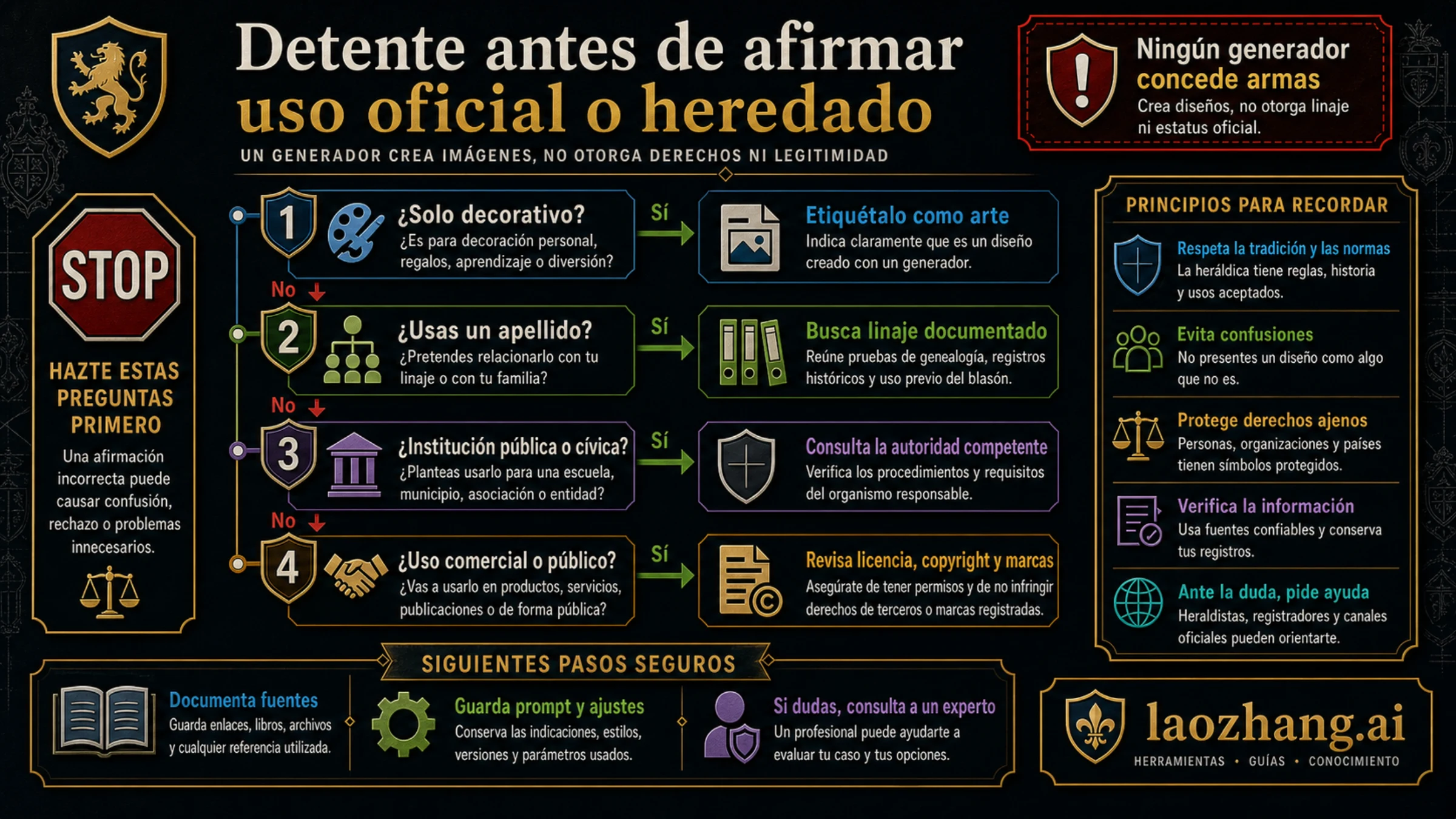 Flujo de parada para afirmaciones oficiales y familiares