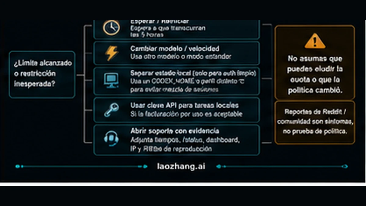 Árbol de decisión para límites de Codex en el mismo PC