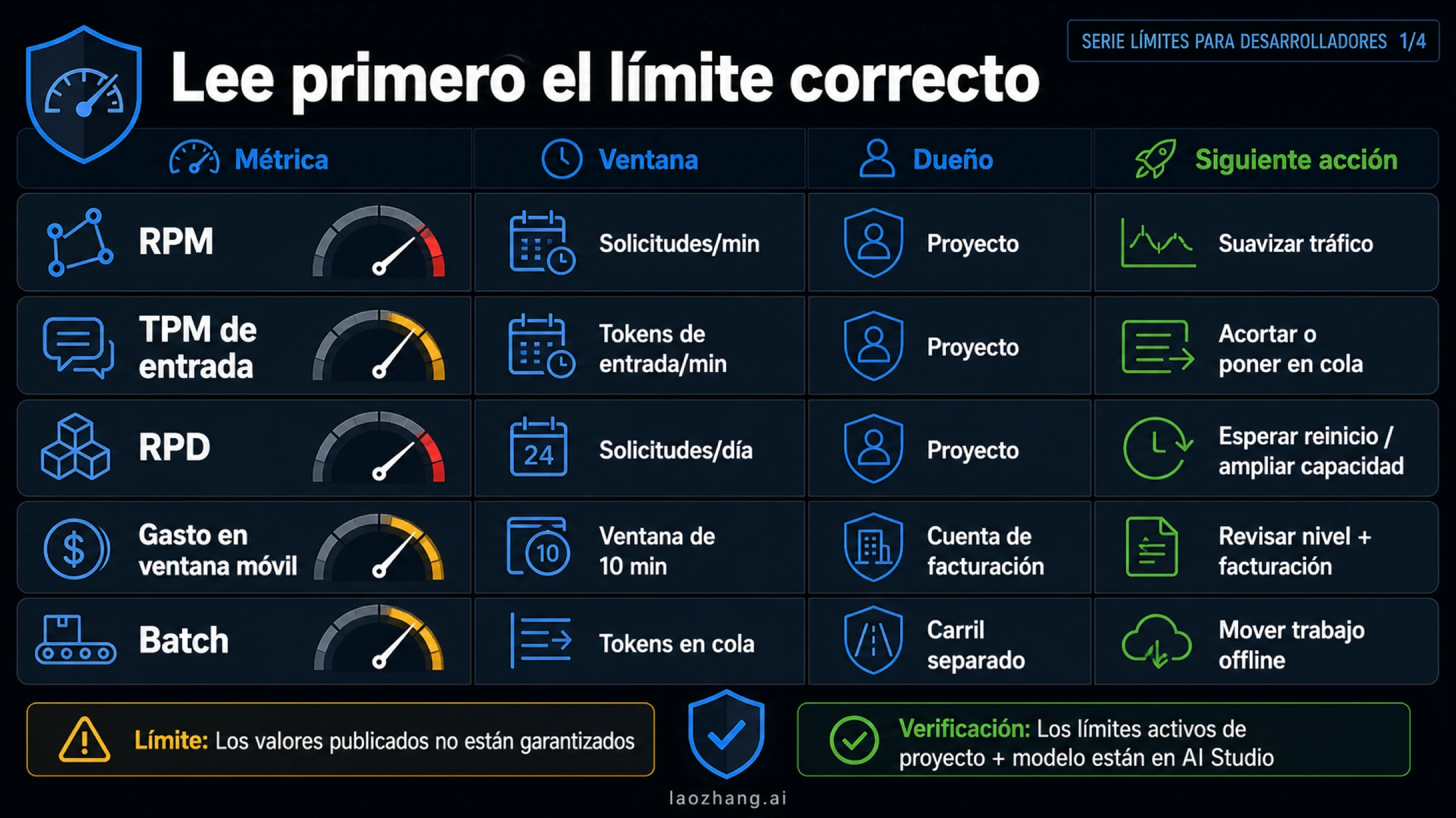 Matriz de propietarios para RPM, TPM de entrada, RPD, nivel de gasto y presión de Batch