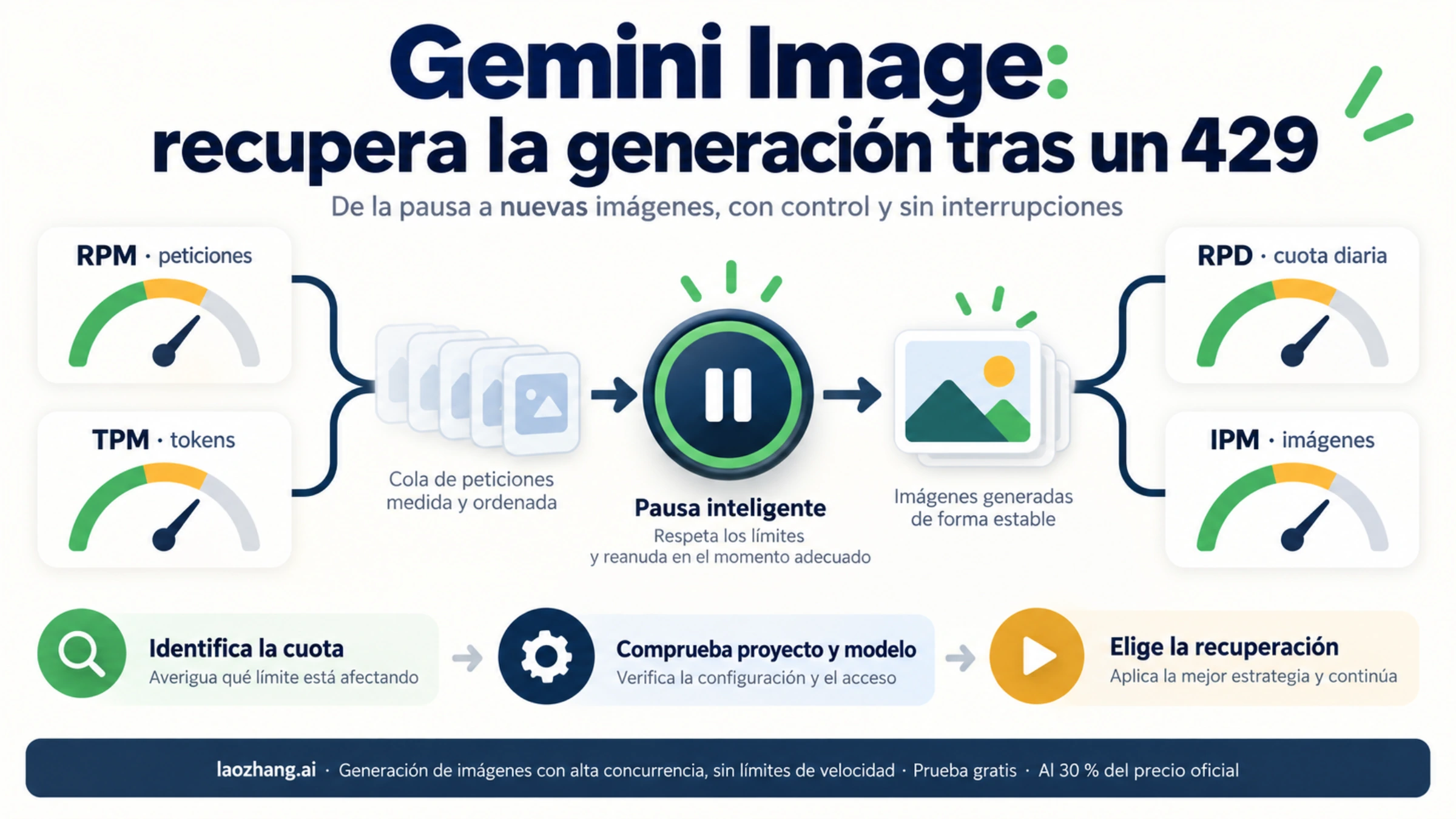Recuperación de la generación de imágenes tras un error 429 de Gemini con cuatro dimensiones de cuota