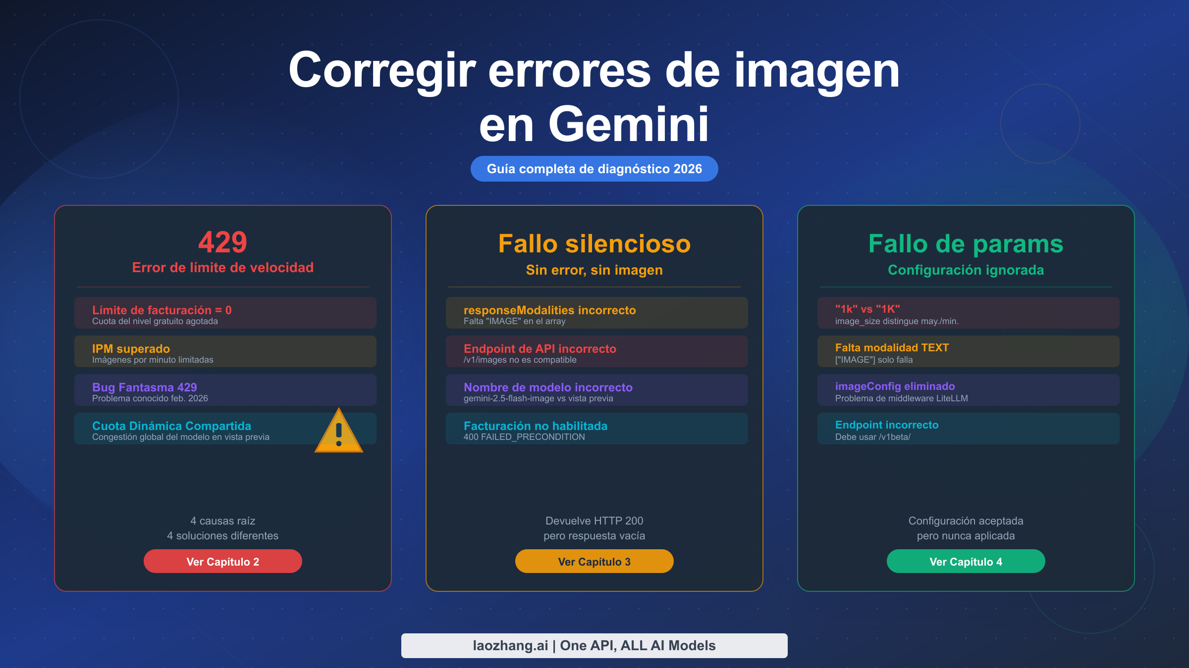 Cómo corregir errores de generación de imágenes en Gemini: Guía completa sobre 429, fallos silenciosos y parámetros rotos (2026)