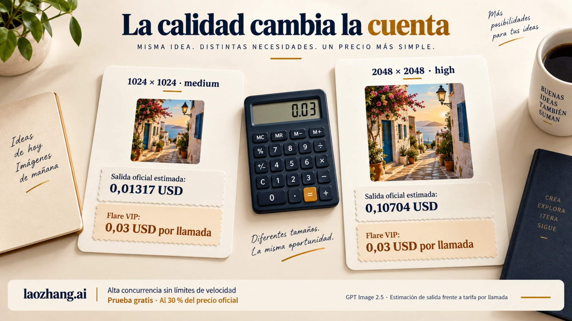 Comparación del precio oficial estimado de Flare en dos ajustes con la tarifa por llamada de Flare VIP