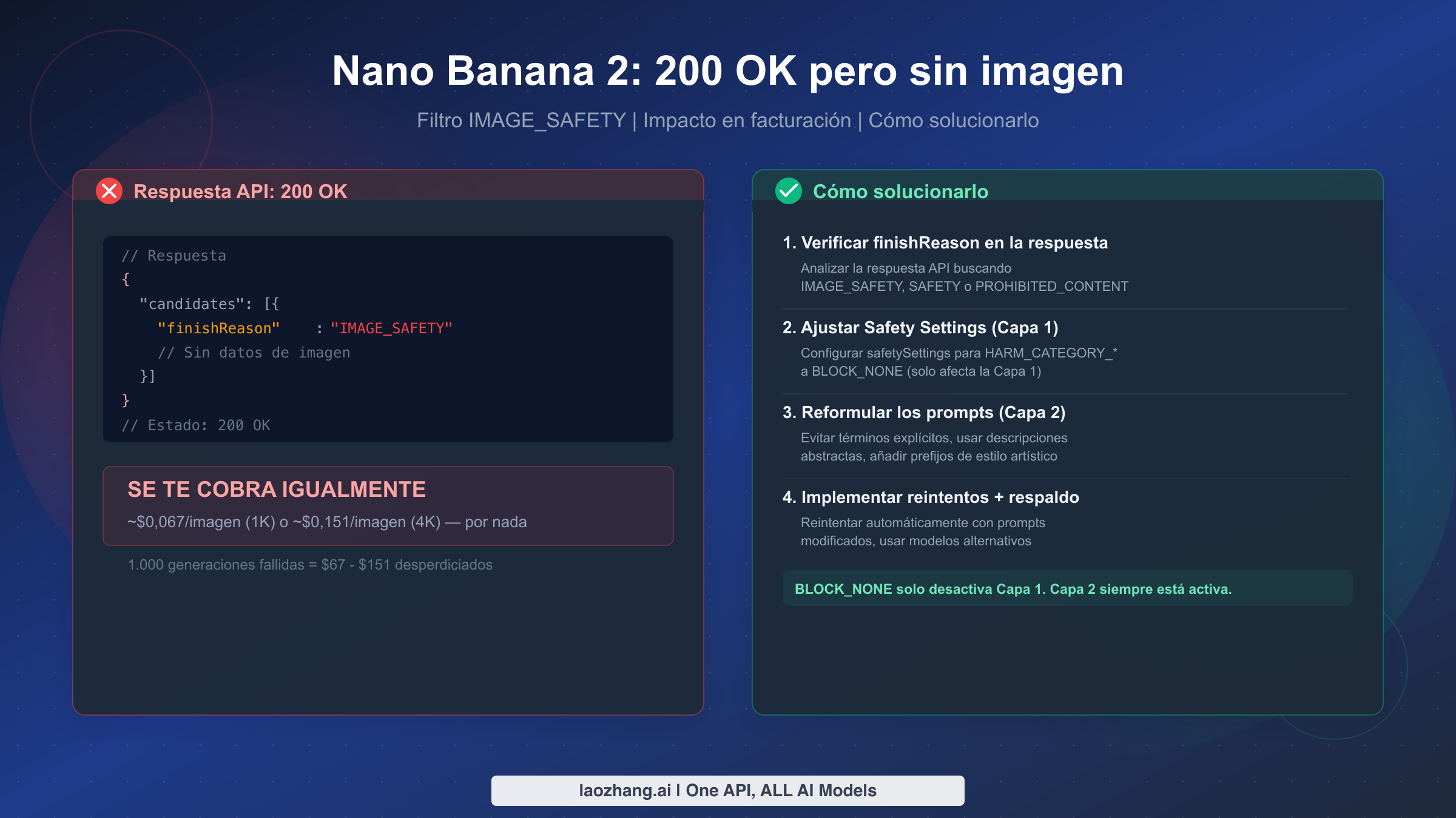 Nano Banana 2 devuelve 200 OK pero sin imagen: por qué ocurre y cómo solucionarlo (2026)
