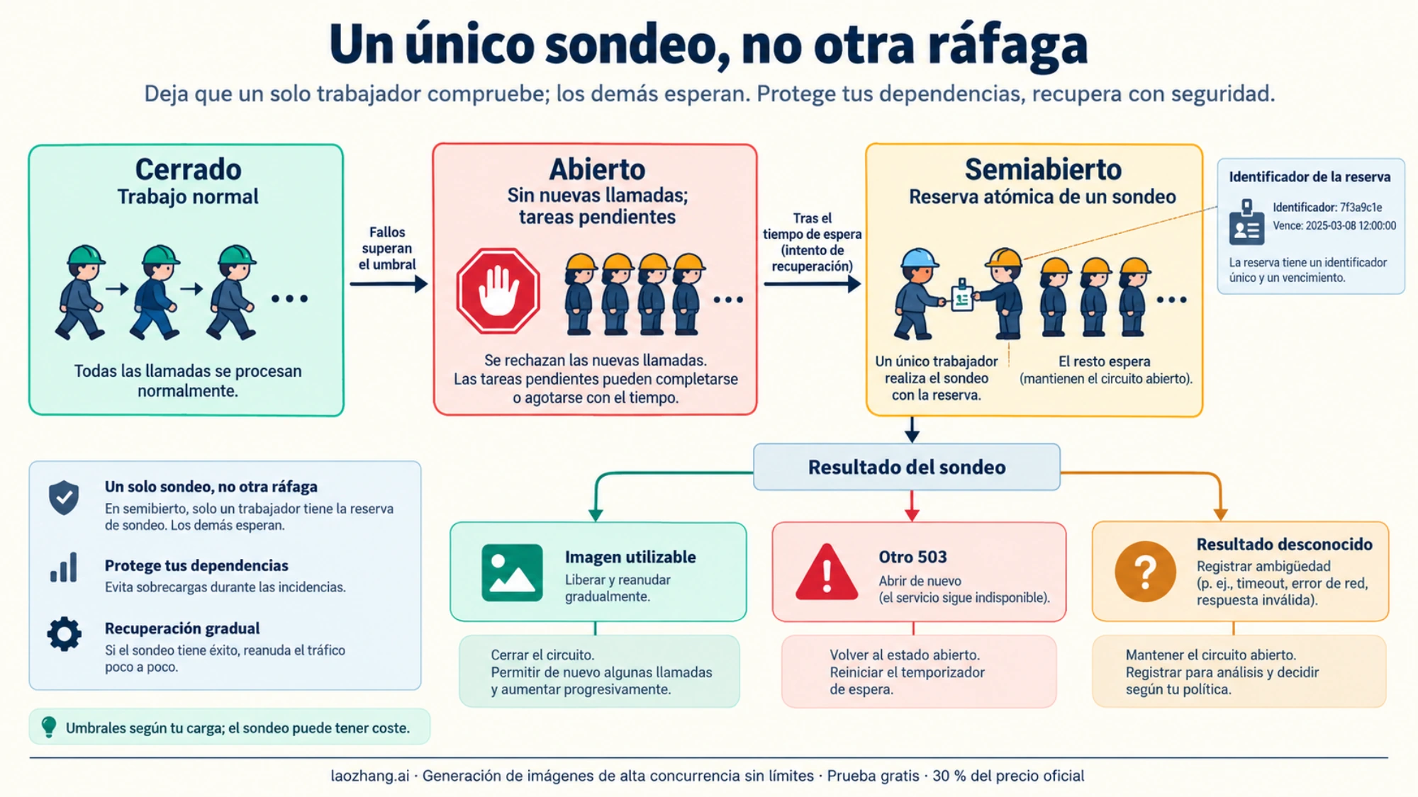 Circuit breaker con una sola reserva de sondeo atómica y verificación de una imagen antes de reanudar