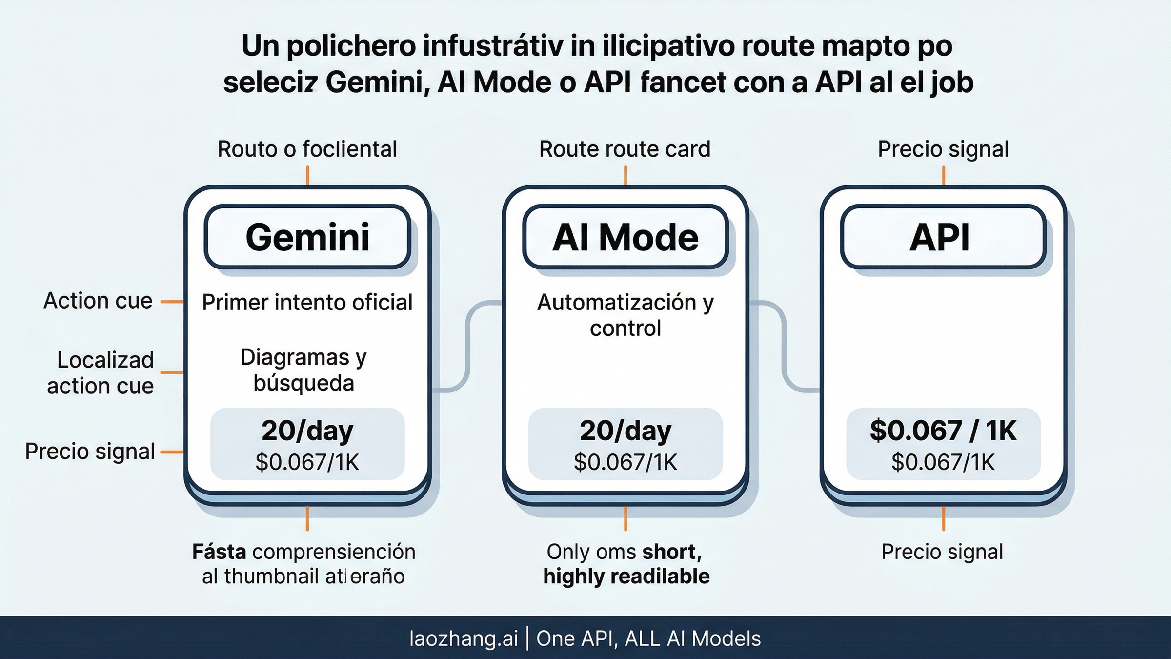 Mapa de decisión para abrir Gemini, AI Mode o el API de pago