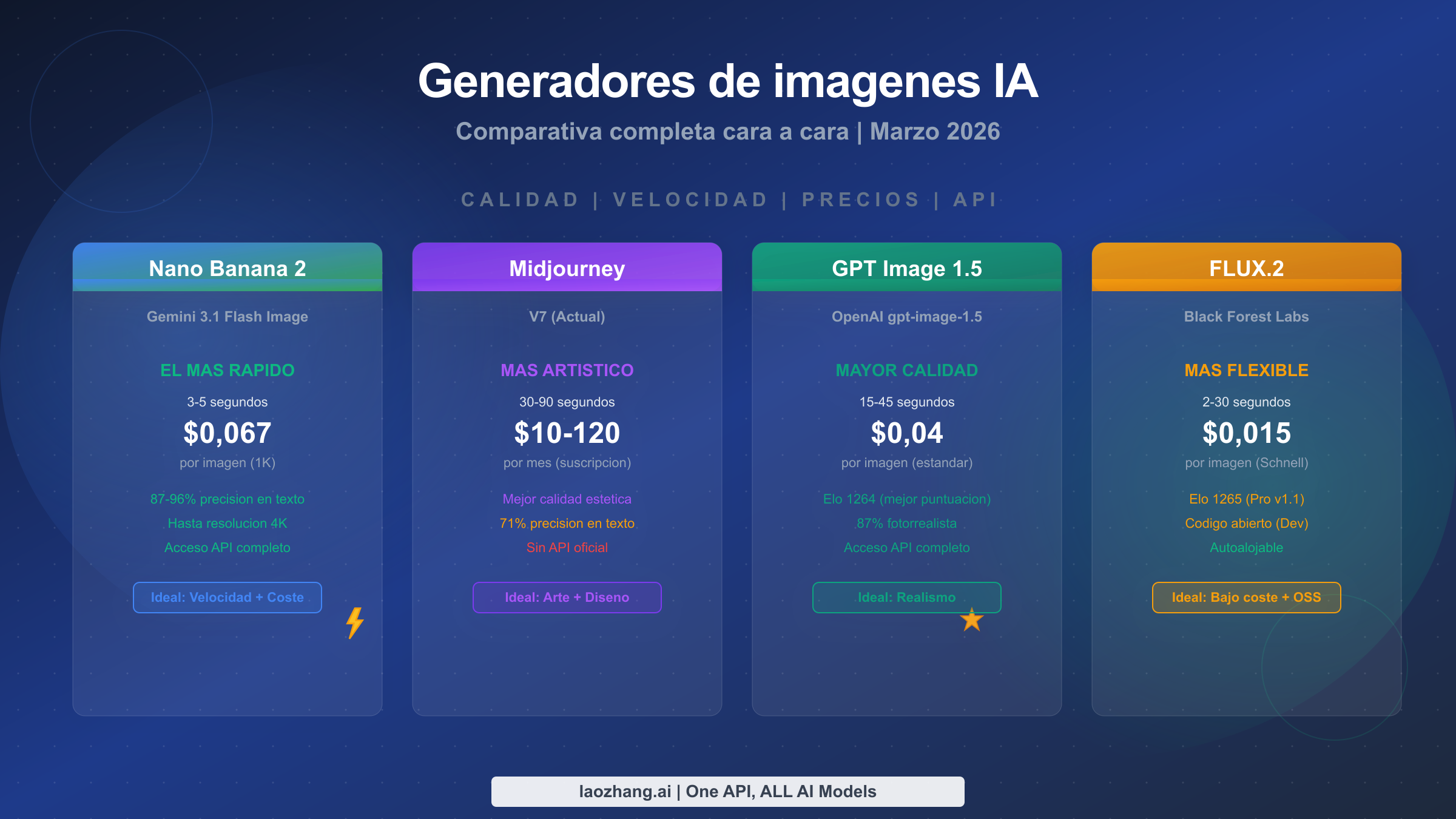 Nano Banana 2 vs Midjourney vs GPT Image 1.5 vs FLUX.2: Comparativa completa (2026)