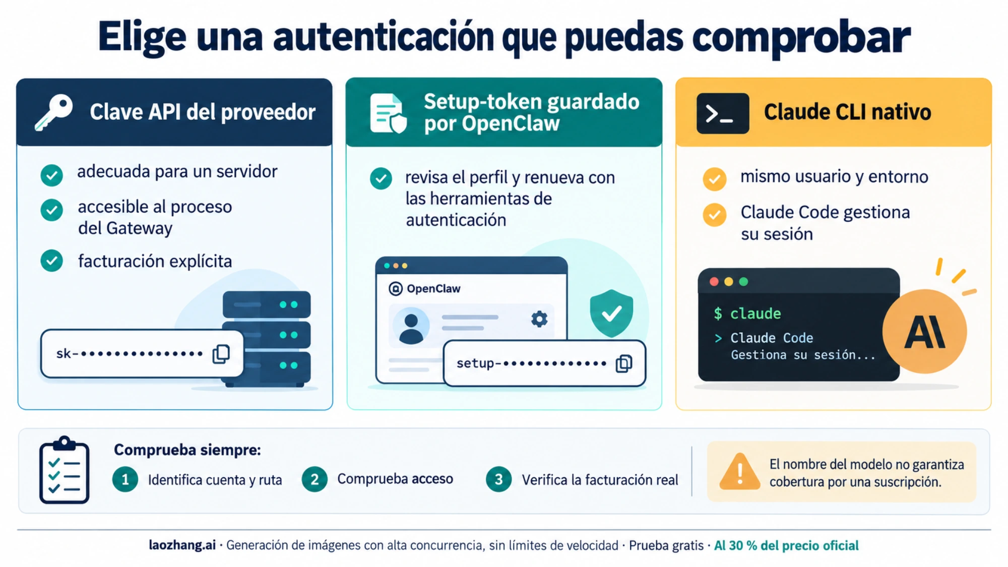 Diferencias entre clave API, setup-token y Claude CLI para el usuario y proceso del Gateway