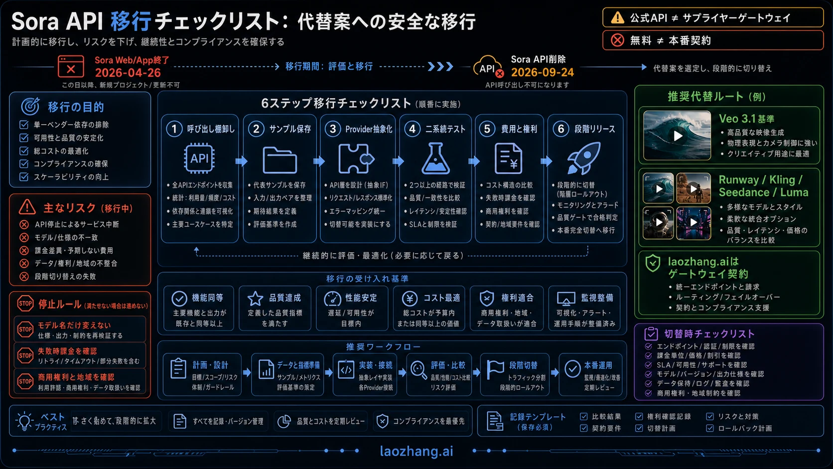 2026年9月24日までにSora APIから移行するためのチェックリスト