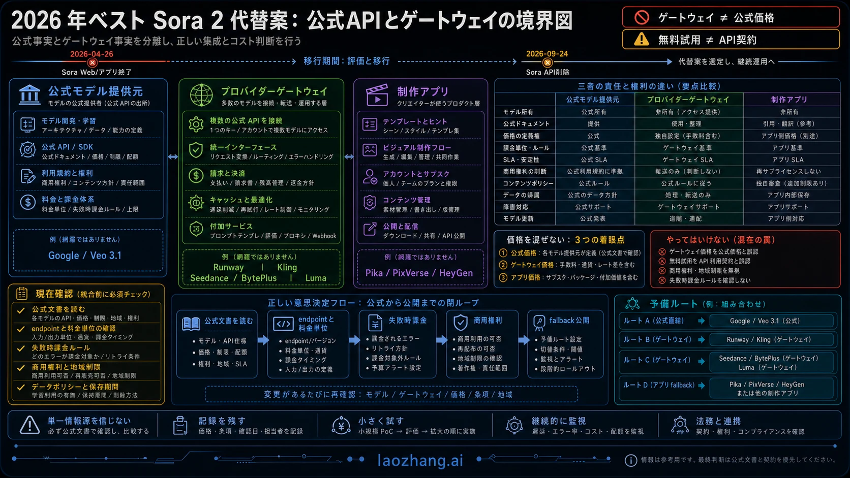 公式API、プロバイダーゲートウェイ、制作UIを分ける境界図