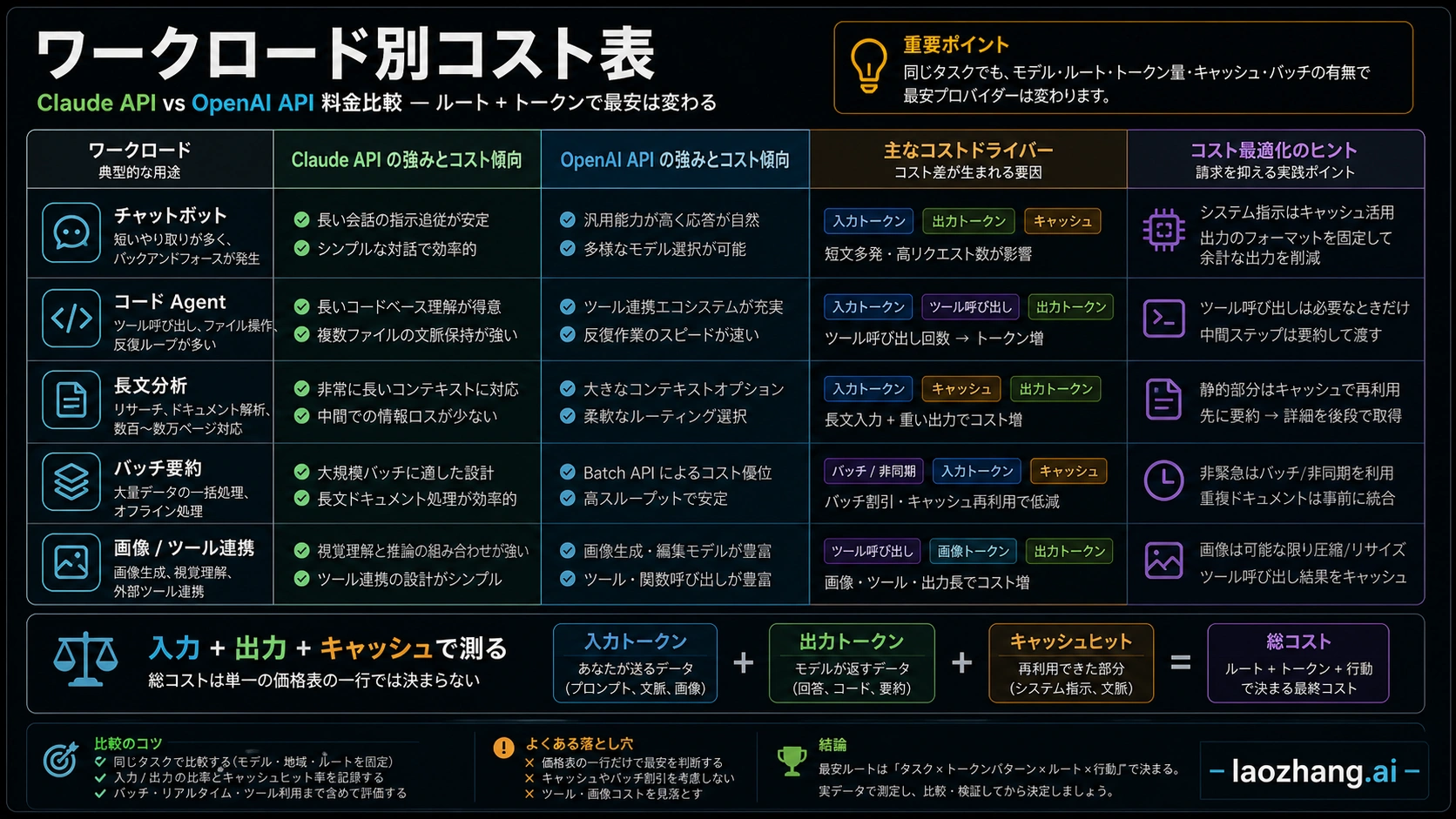 ワークロード別コスト表