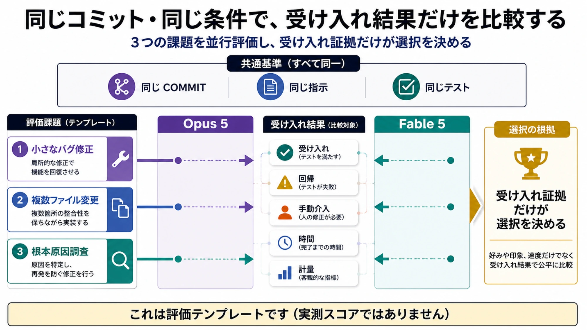 同じ受け入れ条件で記録する比較カード
