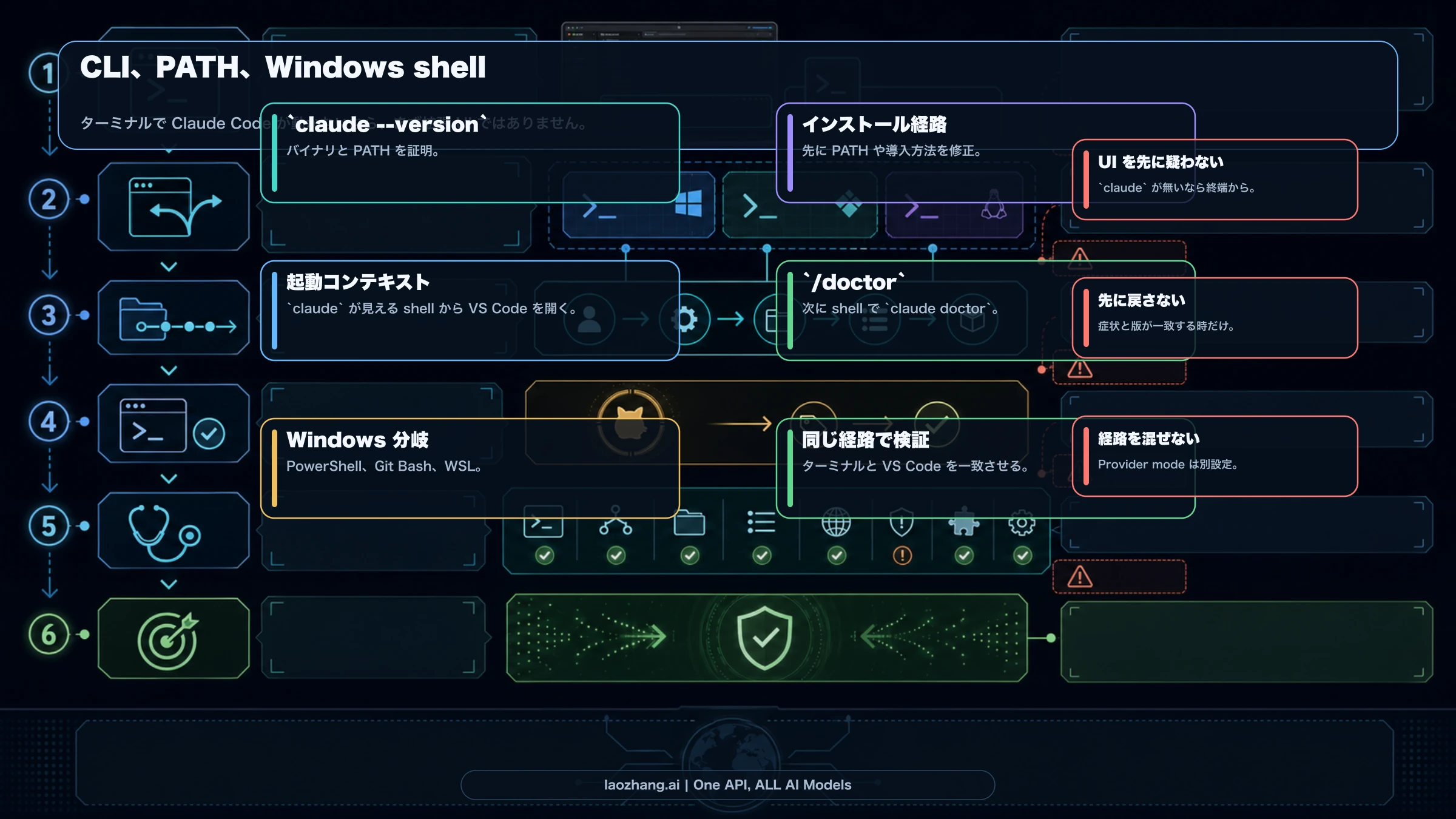 Claude Code CLI と Windows shell の診断階段