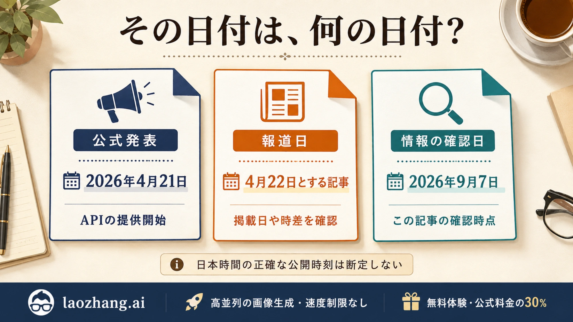 公式発表日、報道日、情報を確認した日の違い