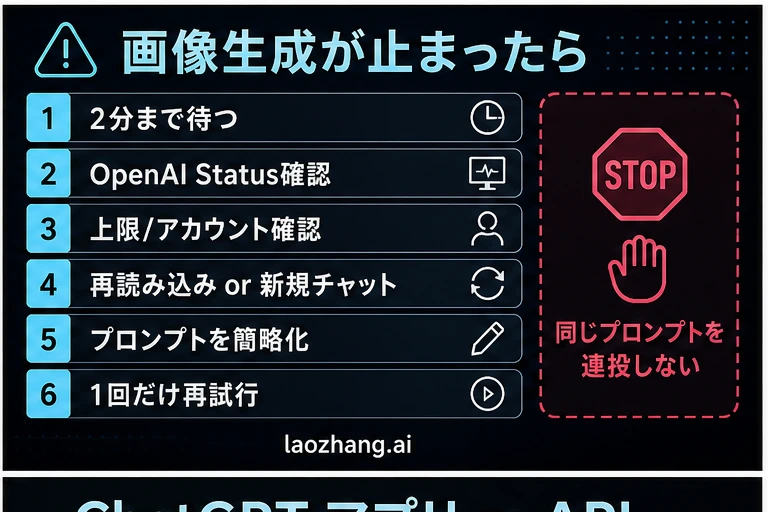 ChatGPT 画像生成が止まった時の確認フロー
