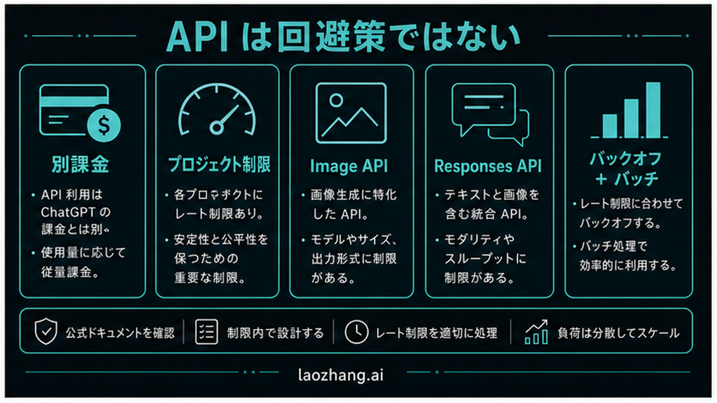 OpenAI APIの境界：ChatGPTアプリ枠と開発者API制限は別契約
