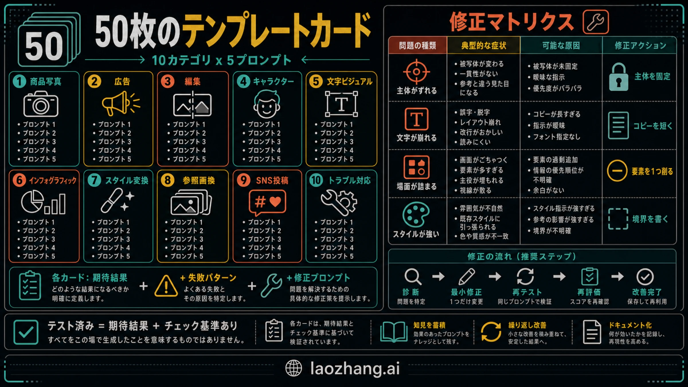 Nano Banana 50個テンプレートの分類と修正マトリクス
