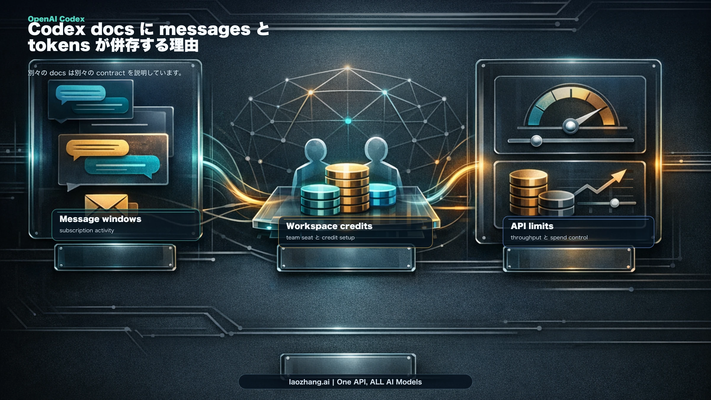 現在の OpenAI Codex docs で messages と tokens が混在して見える理由を説明する図