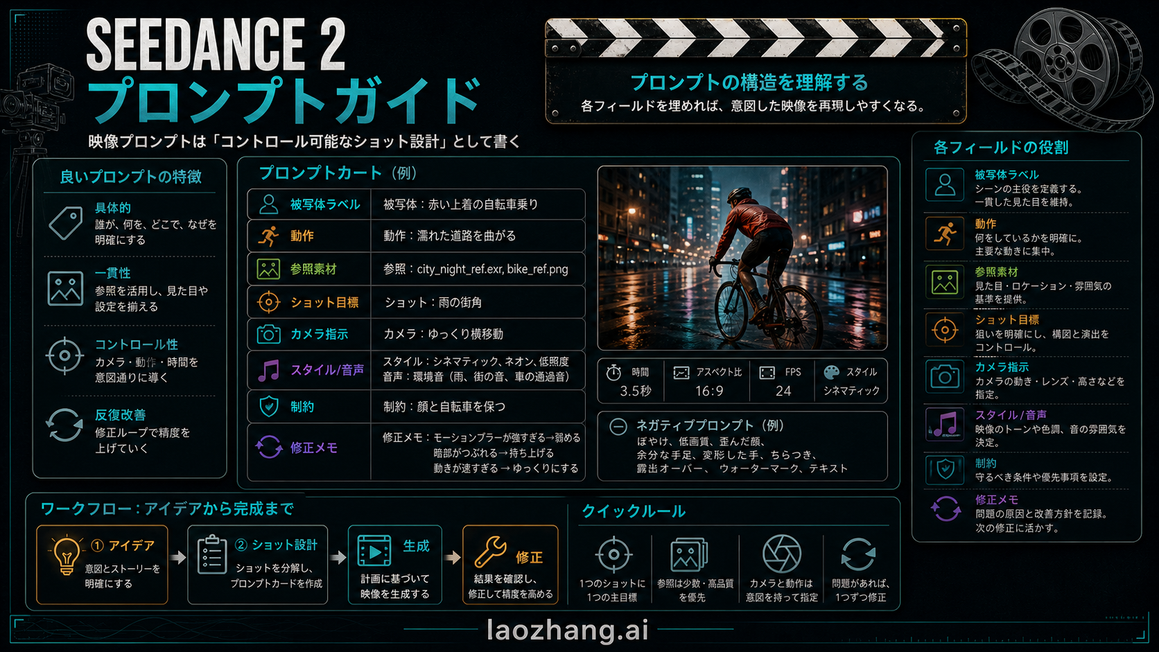 Seedance 2 プロンプトカードの日本語構造図