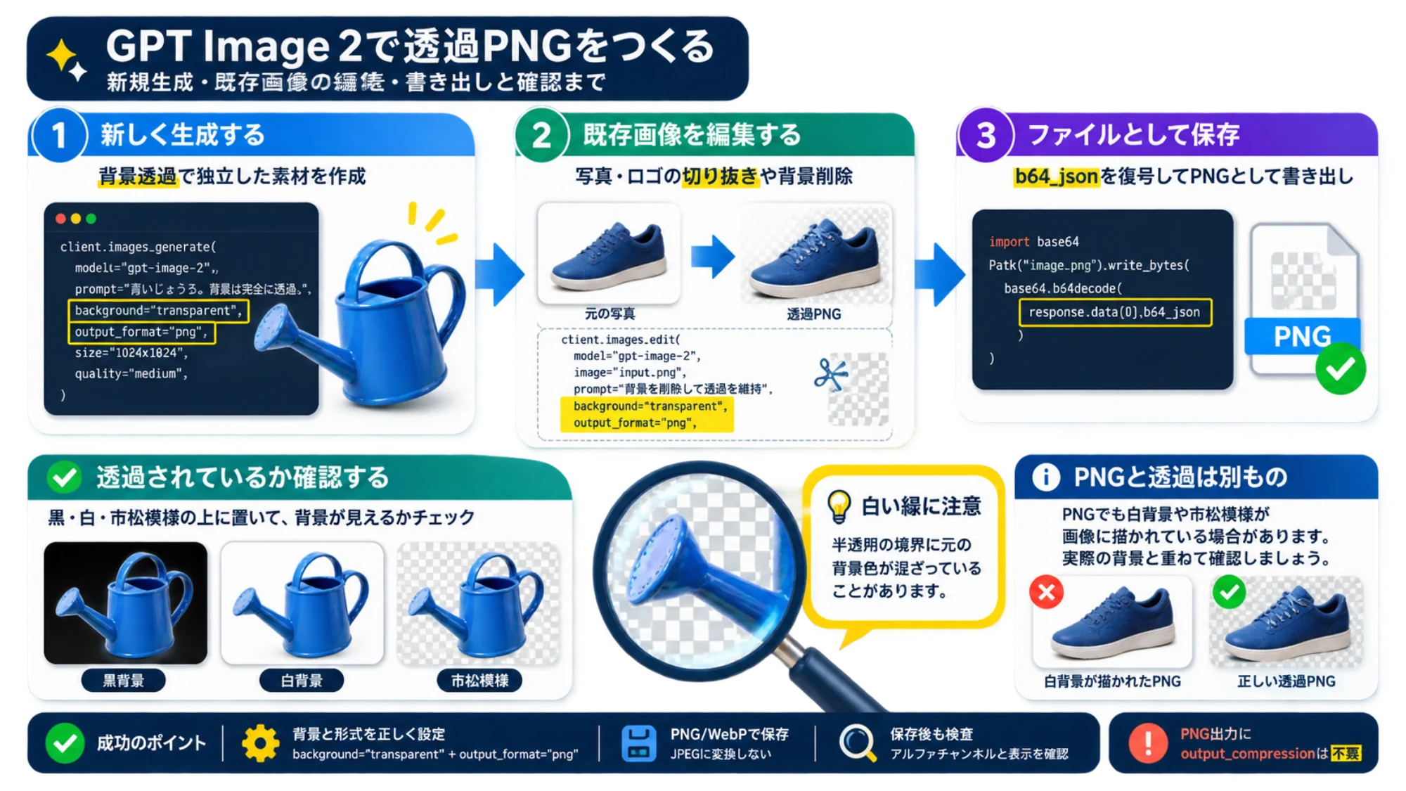 背景を透過した素材の作成に関する解説図