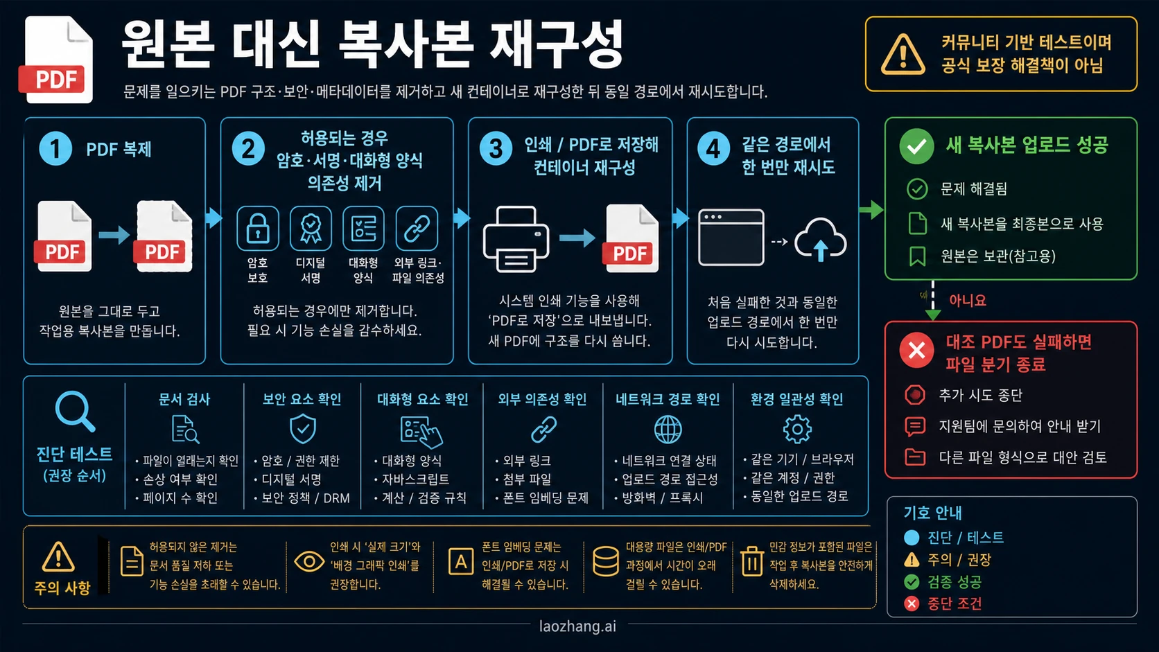 원본을 보존하고 PDF 복사본을 재구성하는 순서