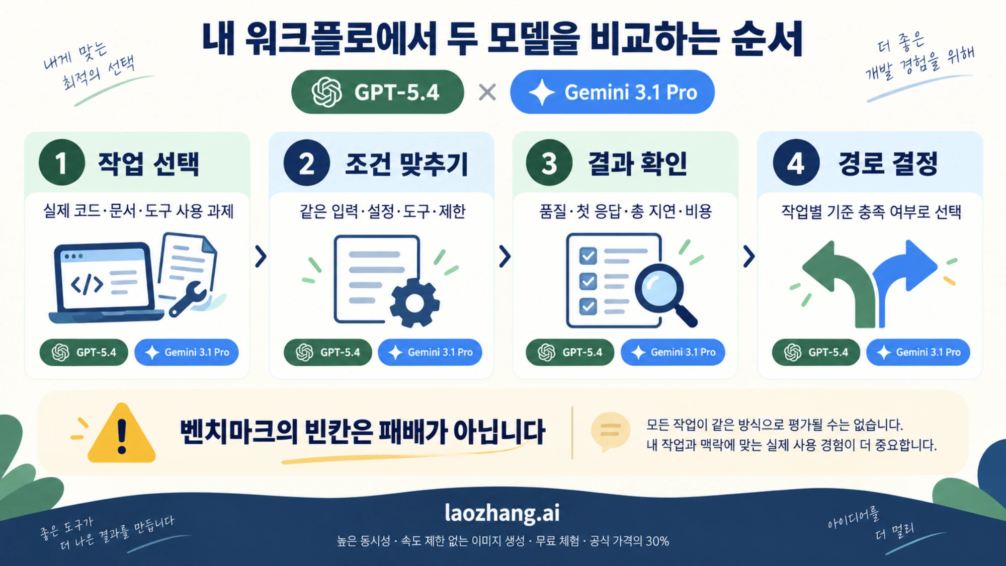 같은 입력과 설정으로 품질, 지연과 비용을 확인해 작업별 모델 경로를 결정하는 절차