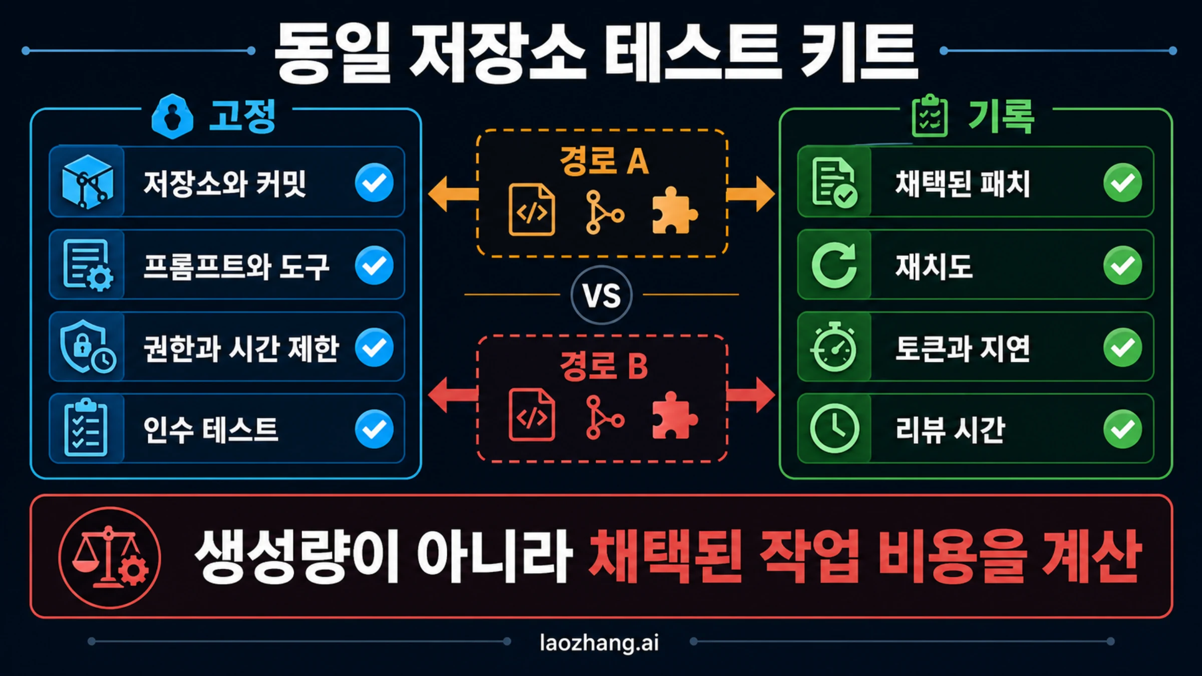 잠긴 입력과 대표 작업, 수용된 변경을 측정하는 동일 저장소 시험 키트