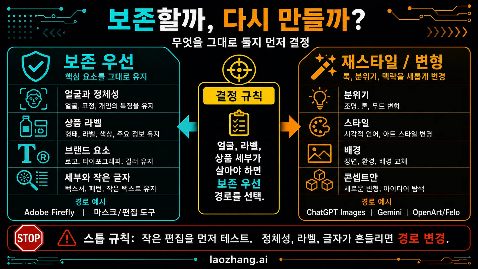 원본 보존 편집과 리스타일 편집의 선택 기준