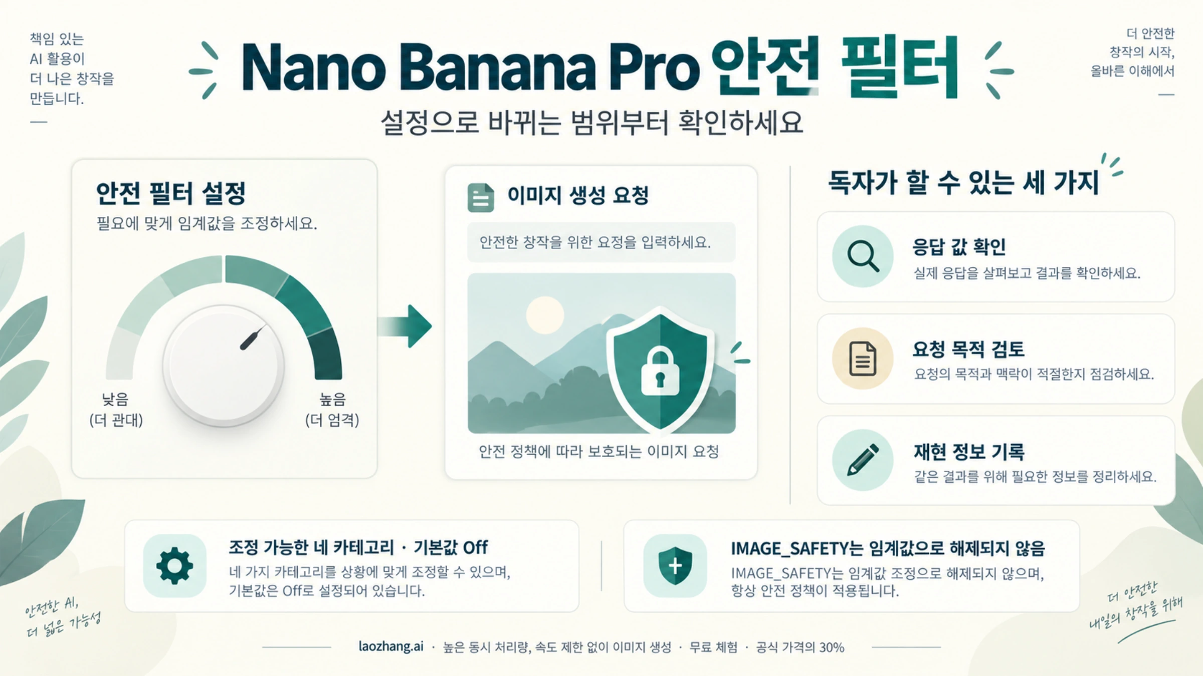 Nano Banana Pro에서 조정 가능한 안전 임계값과 차단 응답을 확인하는 세 가지 행동