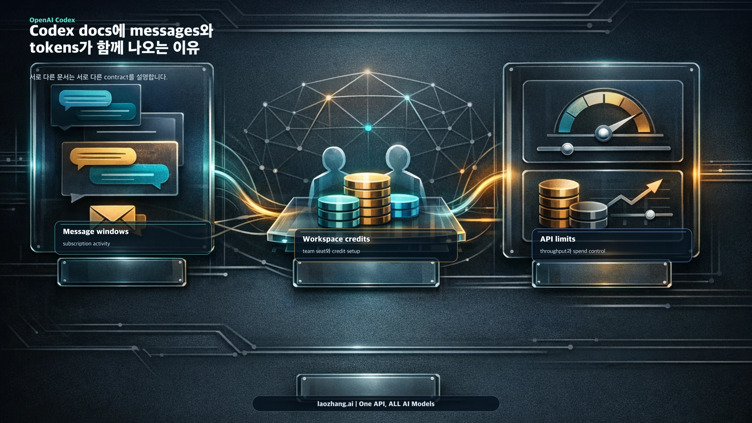현재 OpenAI Codex 문서가 어떤 곳에서는 messages, 어떤 곳에서는 tokens를 말하는 이유를 설명하는 보드