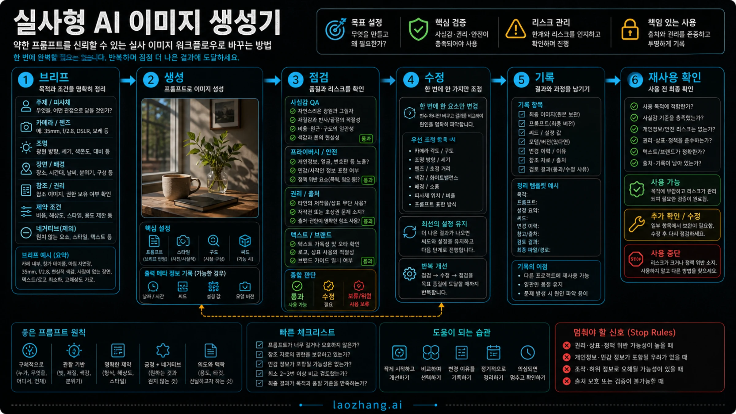 브리프, 생성, 검사, 수정, 기록, 재사용 확인 워크플로