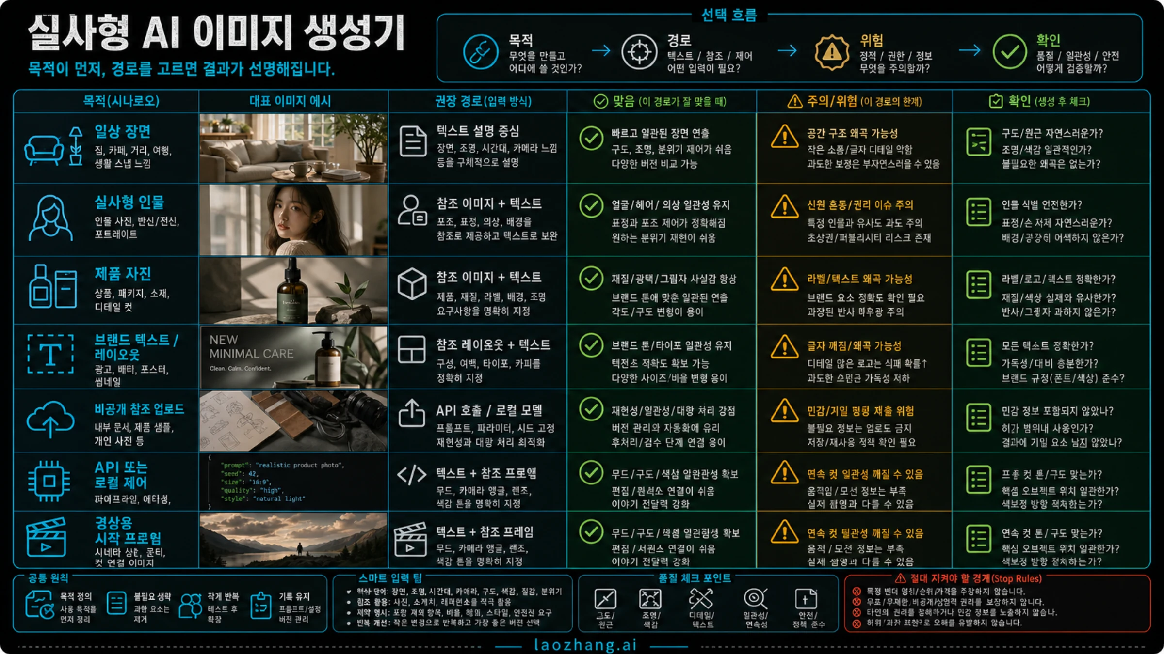 이미지 용도별 실사형 AI 생성 루트 선택 매트릭스