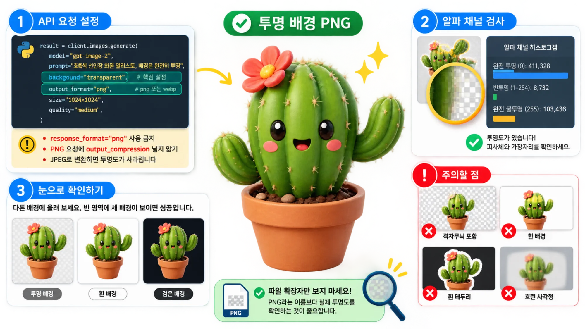 투명 배경 소재 제작을 설명하는 그림