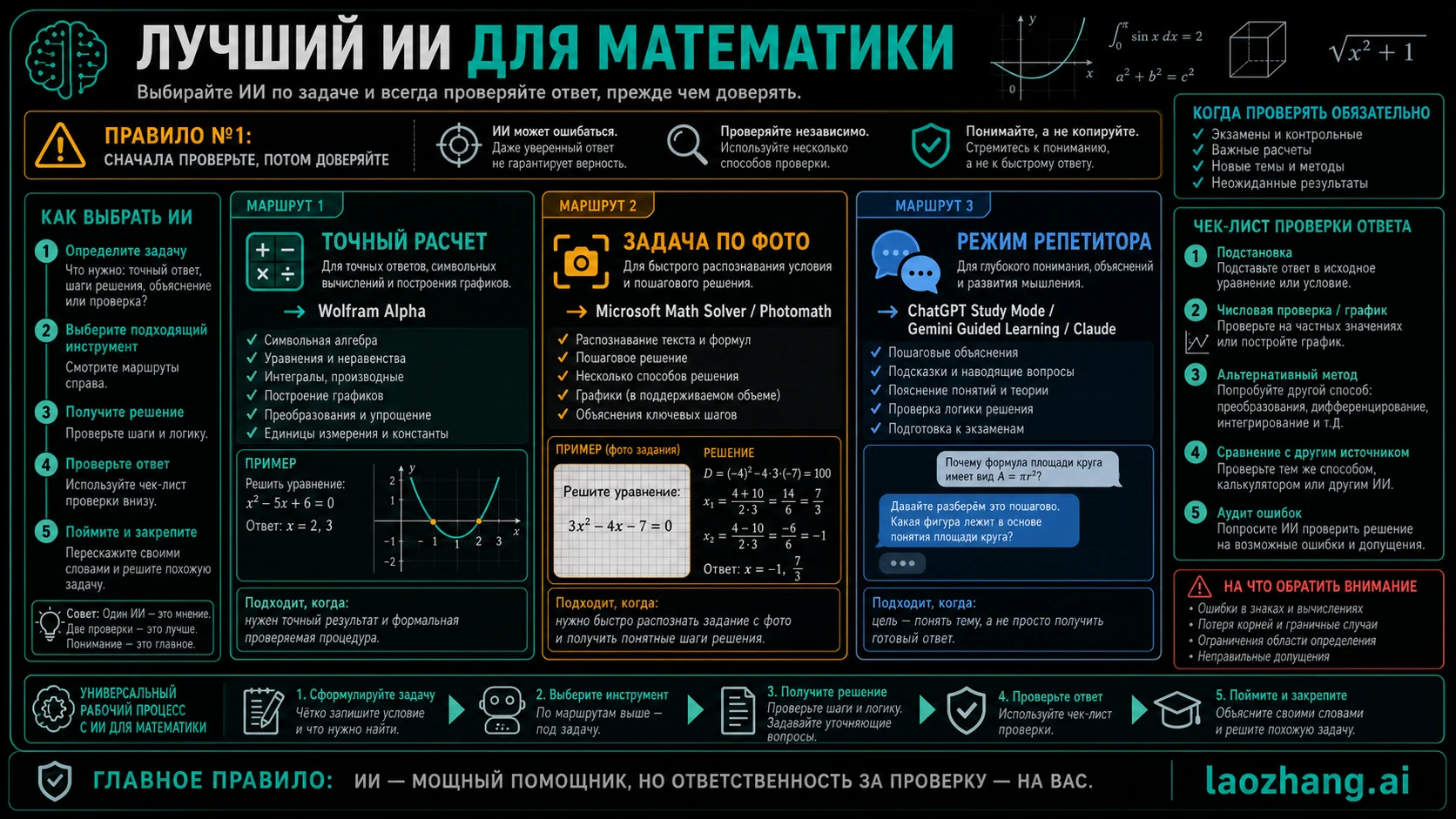 Как выбрать ИИ для математики: решатель, наставник или проверка