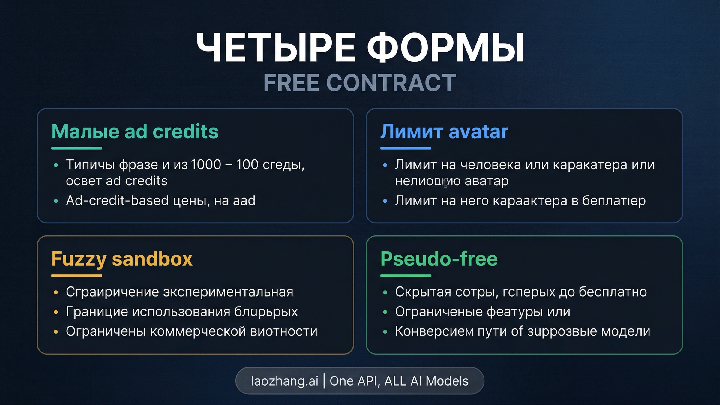 Схема, которая разделяет маленький, но реальный бесплатный ad workflow, широкий sandbox и mixed-contract free plans с закрытой generative границей