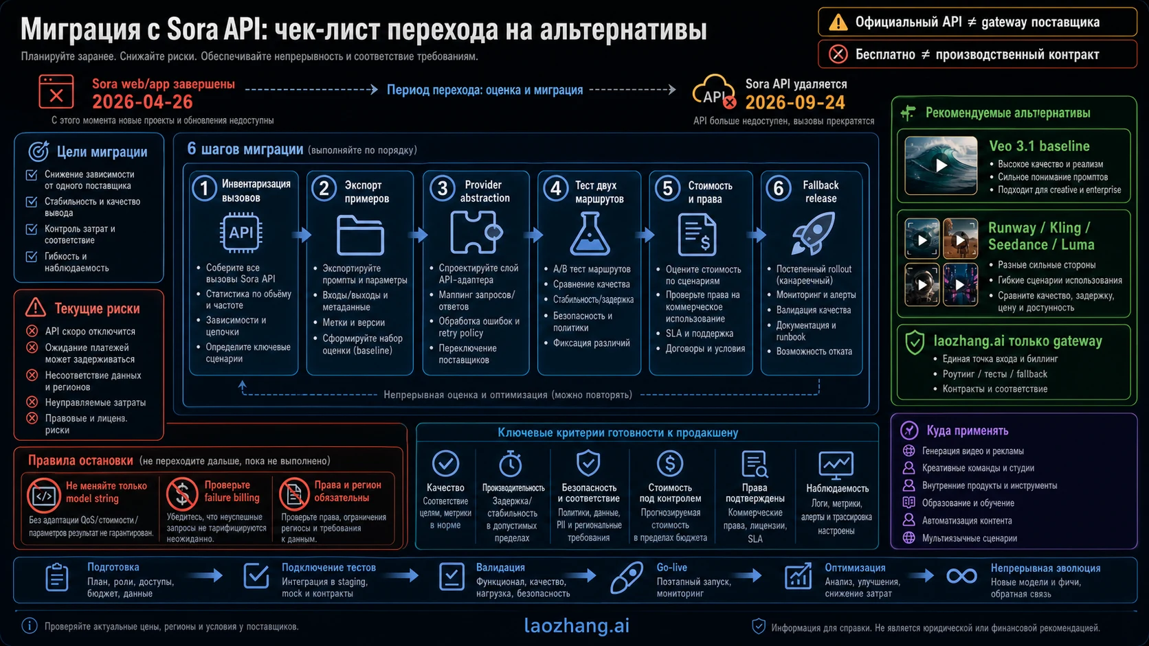 Чеклист миграции с Sora API до 24 сентября 2026 года