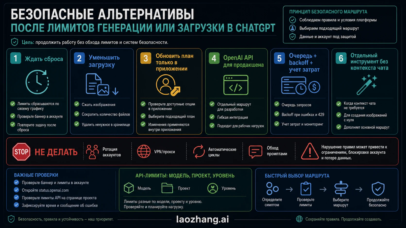 Безопасные маршруты после лимита ChatGPT