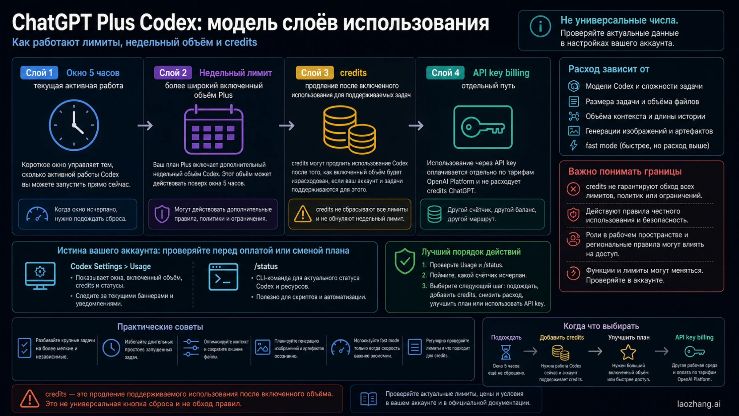 Слоистая модель использования ChatGPT Plus Codex