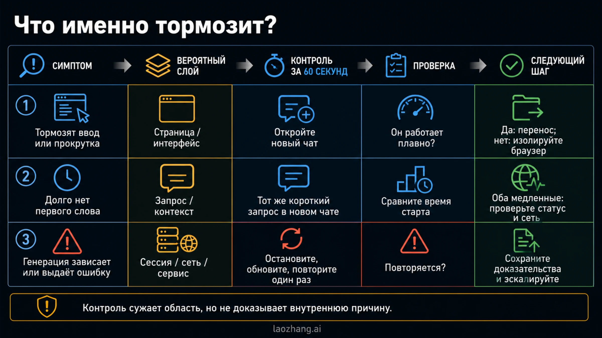 Три поверхности замедления ChatGPT: интерфейс, начало ответа и генерация