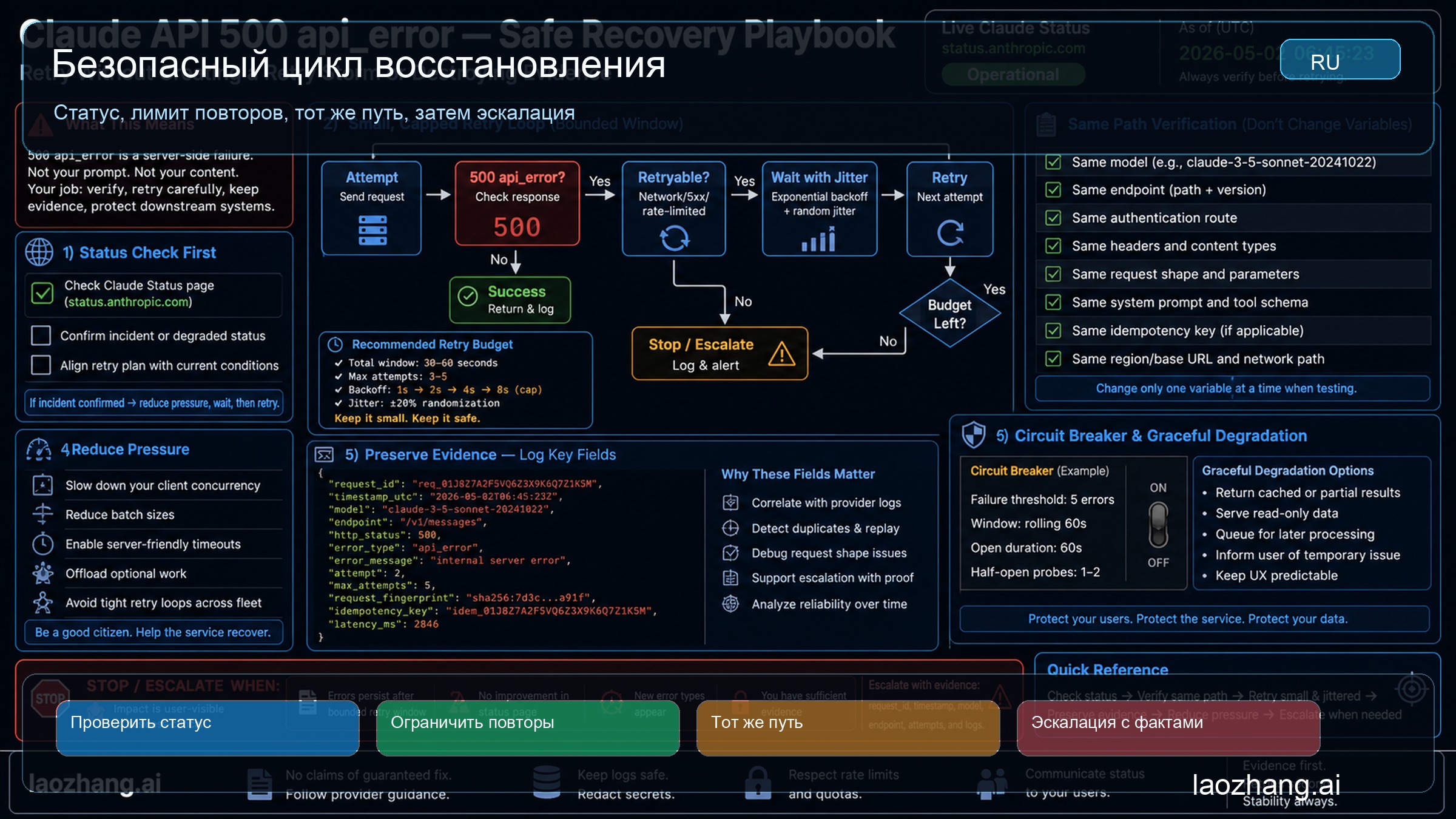 Безопасный recovery loop для Claude API 500 api_error