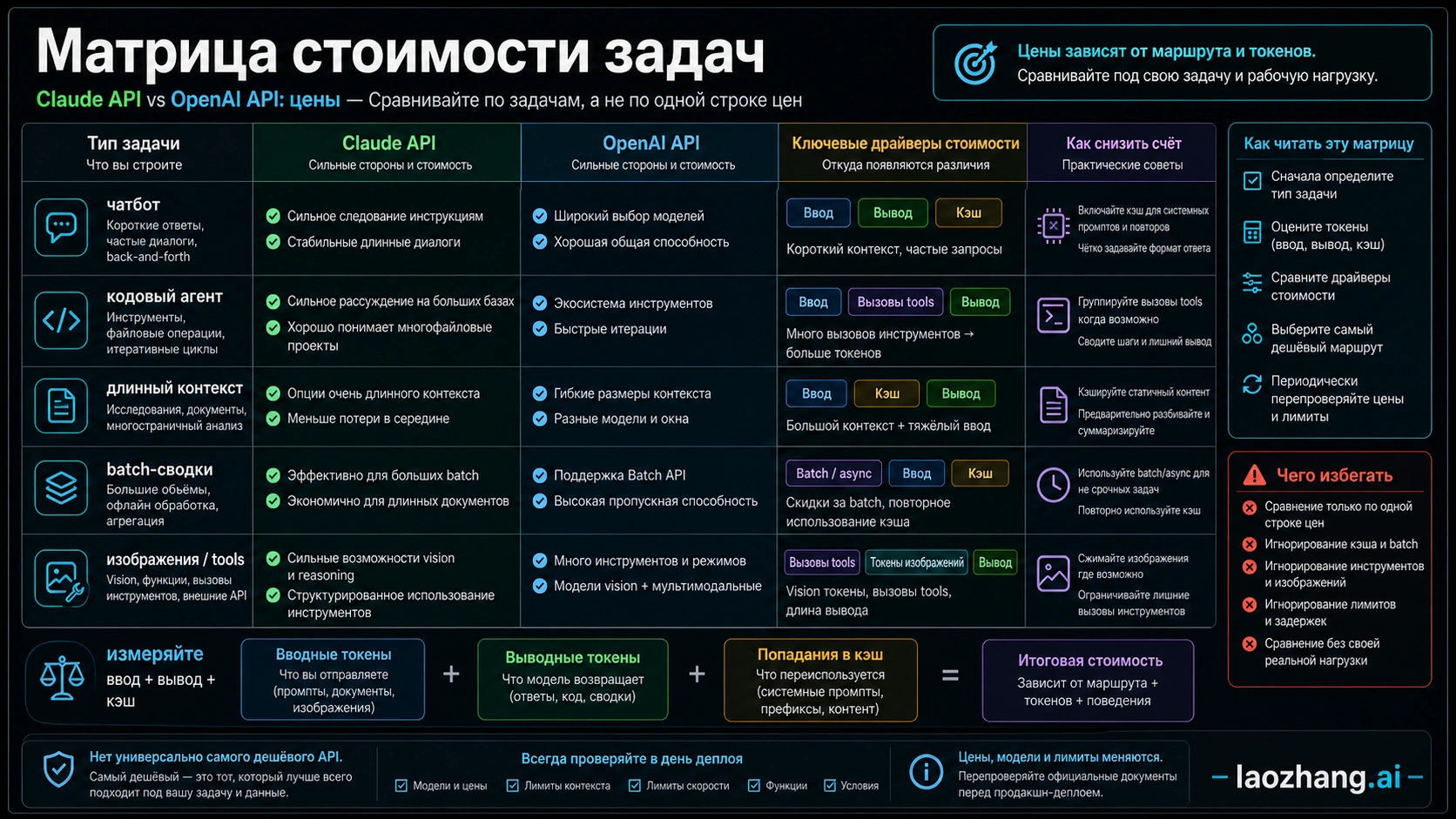 Workload cost matrix